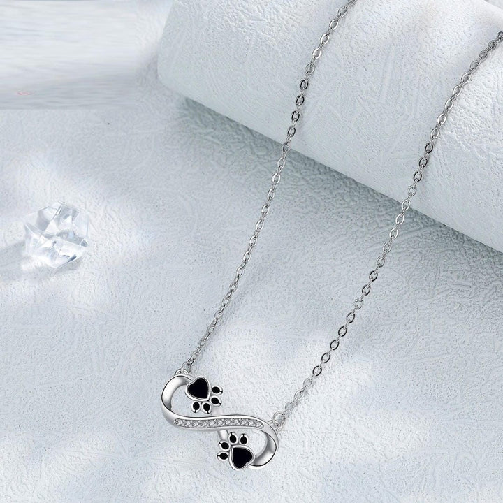 Infinity Paw Print Zirconia Necklace