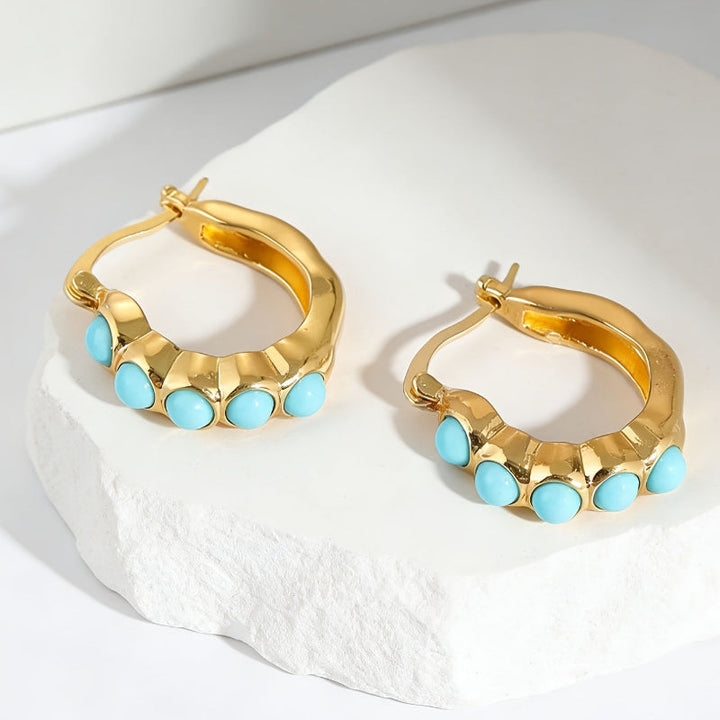 Lavish Turquoise Chunky Earrings