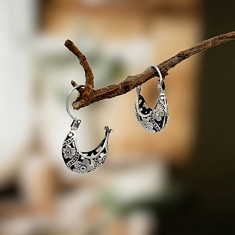 Unique Flower Hoop Earrings