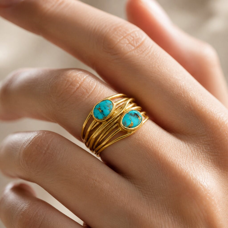 Gold Turquoise Wrap Ring