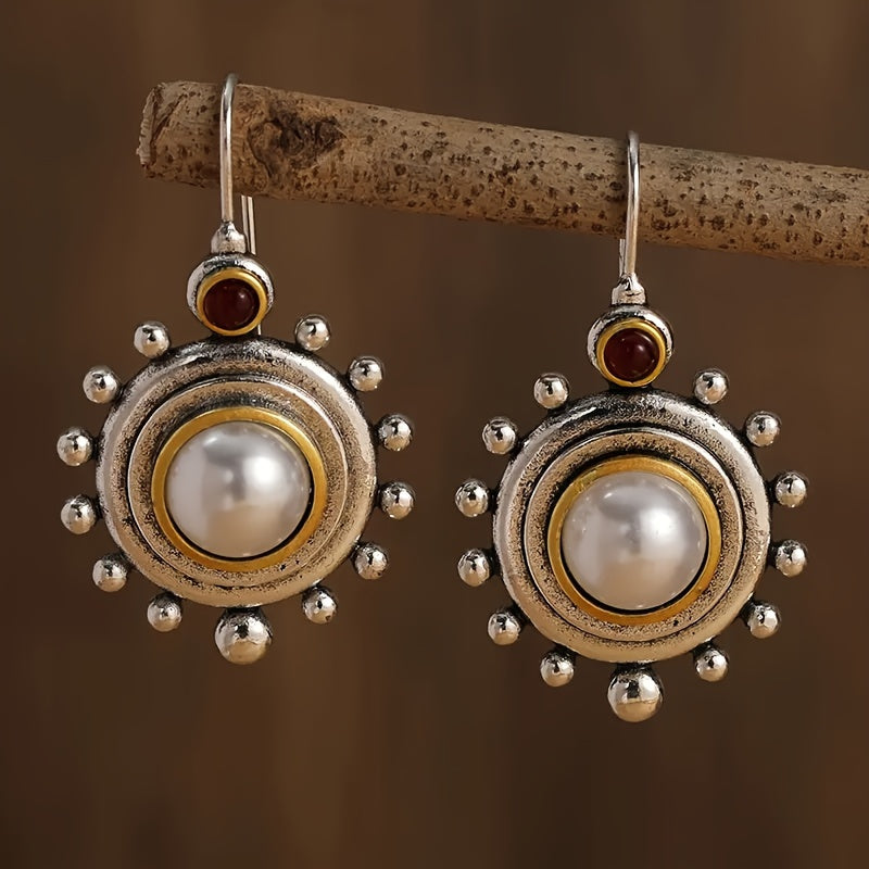 Bohemian Pearl Sunburst Drop Earrings