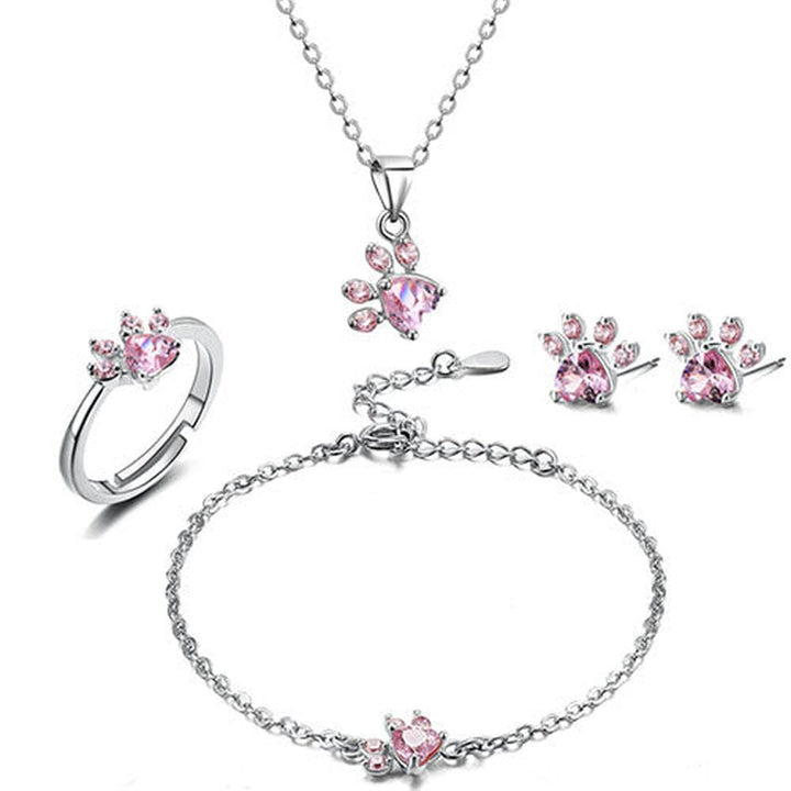Paw Set 4 Pieces with Zirconia Heart
