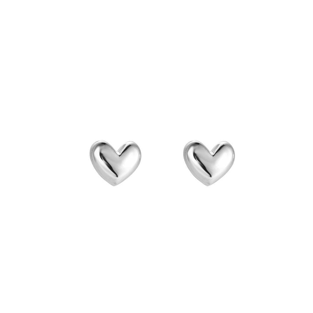Solid Heart Polished Stud Earrings