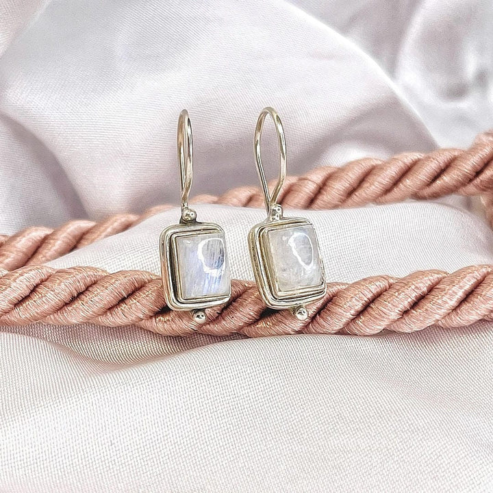 Lustre Square Moonstone Earrings