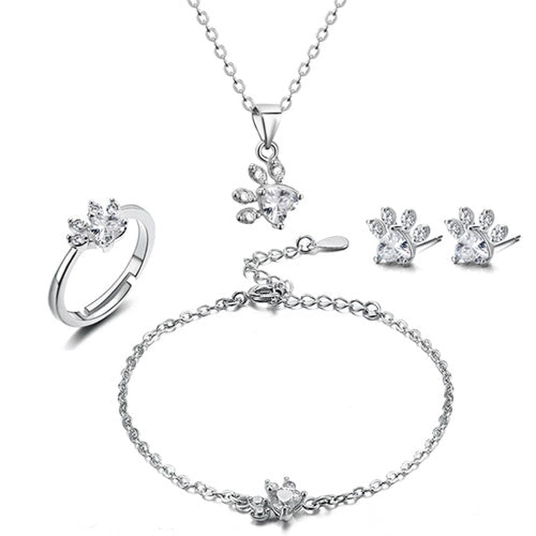 Paw Set 4 Pieces with Zirconia Heart