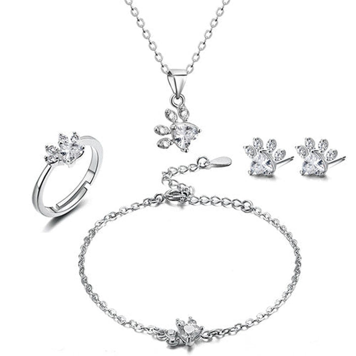 Paw Set 4 Pieces with Zirconia Heart