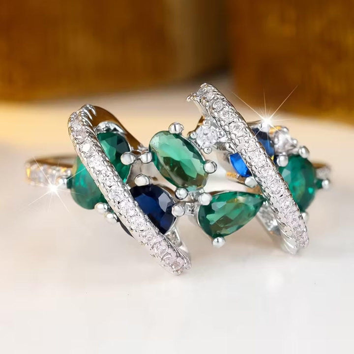 Emerald Multi-Stone Crossover Ring