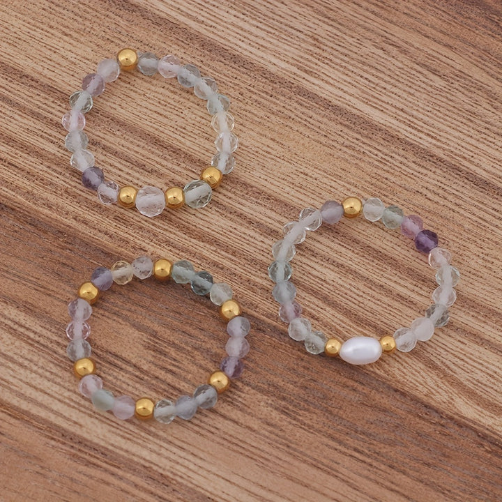 3pcs Set Amethyst Beaded Rings