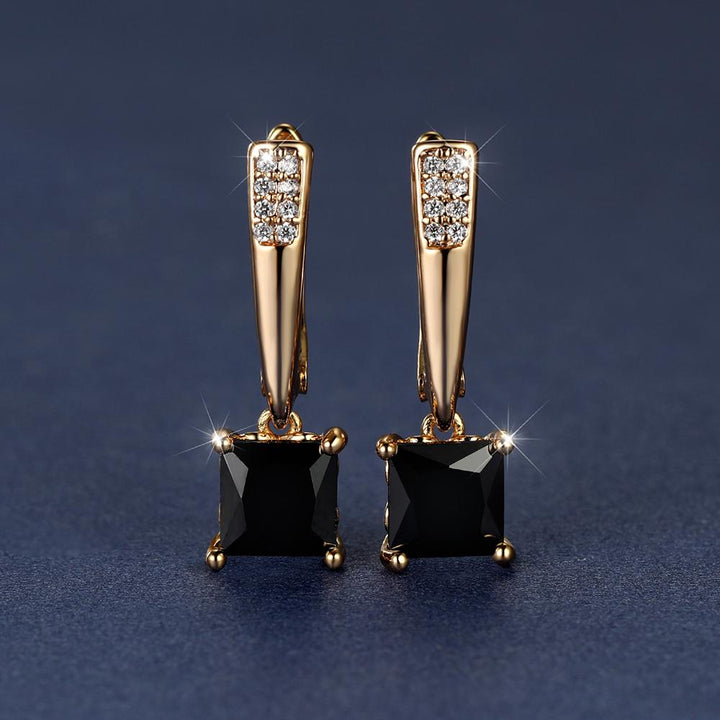 Square Cut Zirconia Stone Drop Earrings