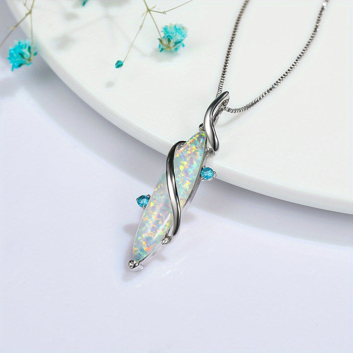 Marquise Cut Opal Necklace