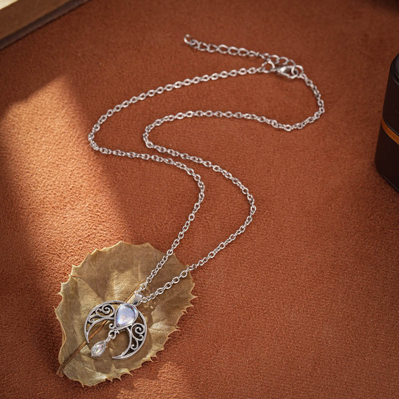 Moonstone Crescent Pendant Necklace