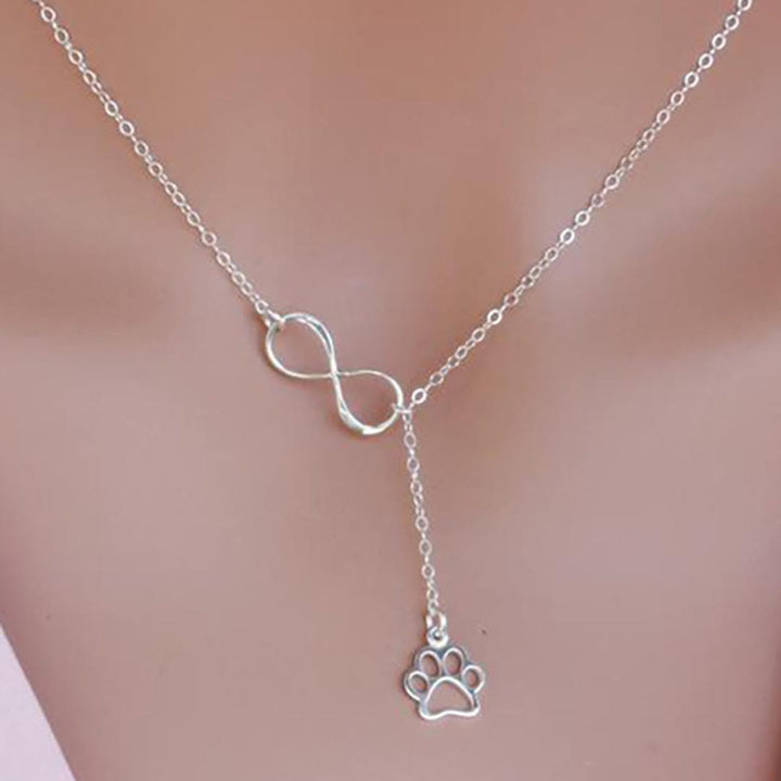 Dog Paw Infinity Drop Necklace