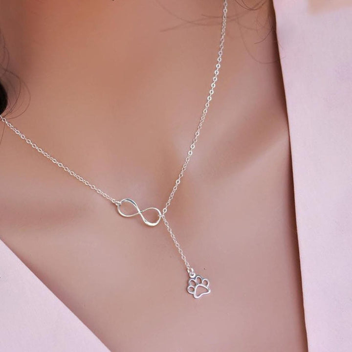 Dog Paw Infinity Drop Necklace