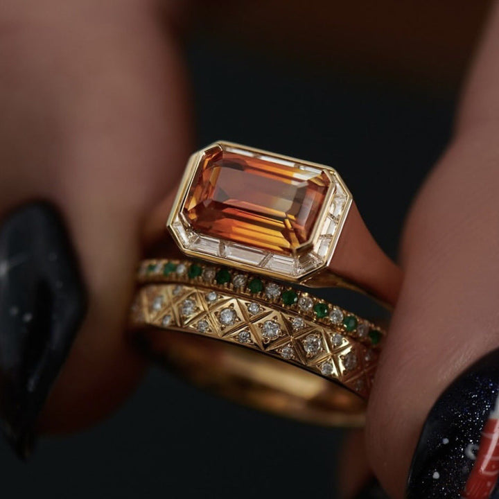 Golden Vintage Three-Piece Ring Set