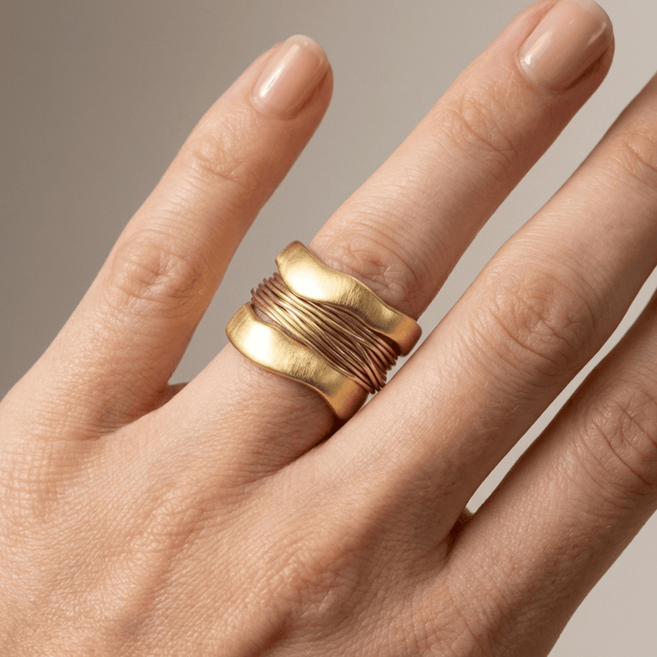 Handmade Silver Gold Wire Wrap Ring