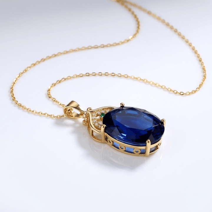 Gold Blue Topaz Necklace