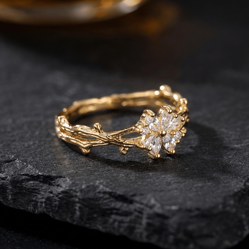 Golden Branch Bloom Ring