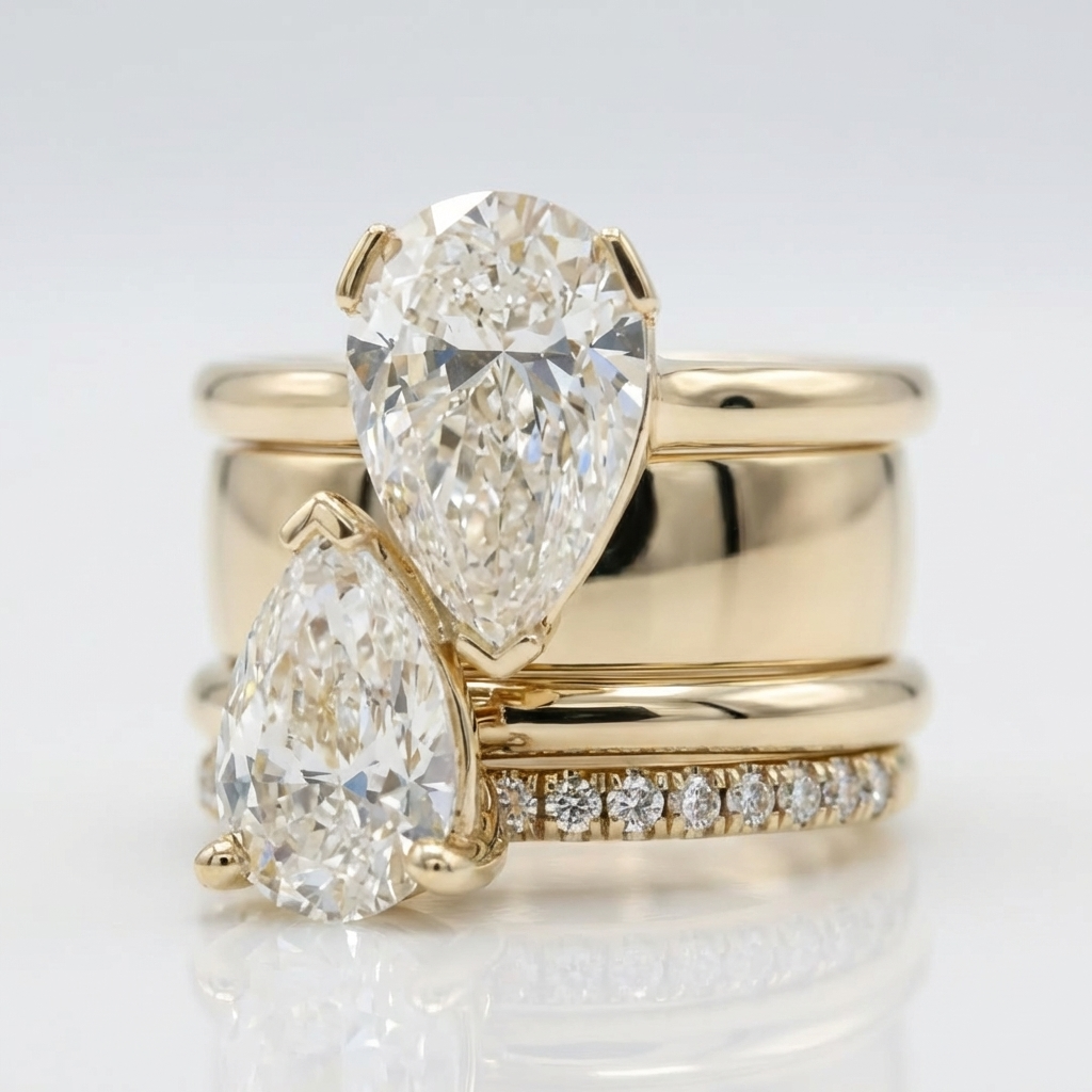 Double Pear Zirconia Ring