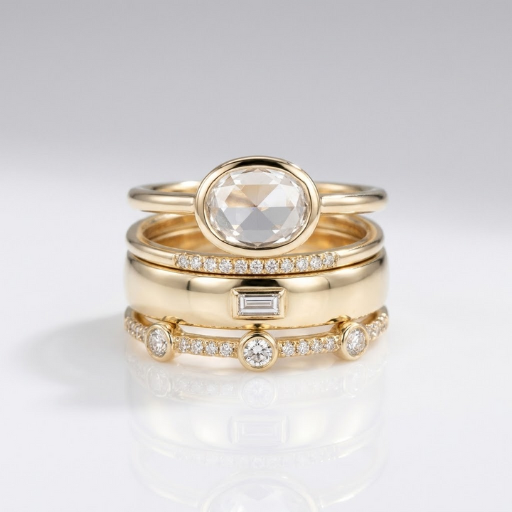 Gold Zirconia Stack Ring