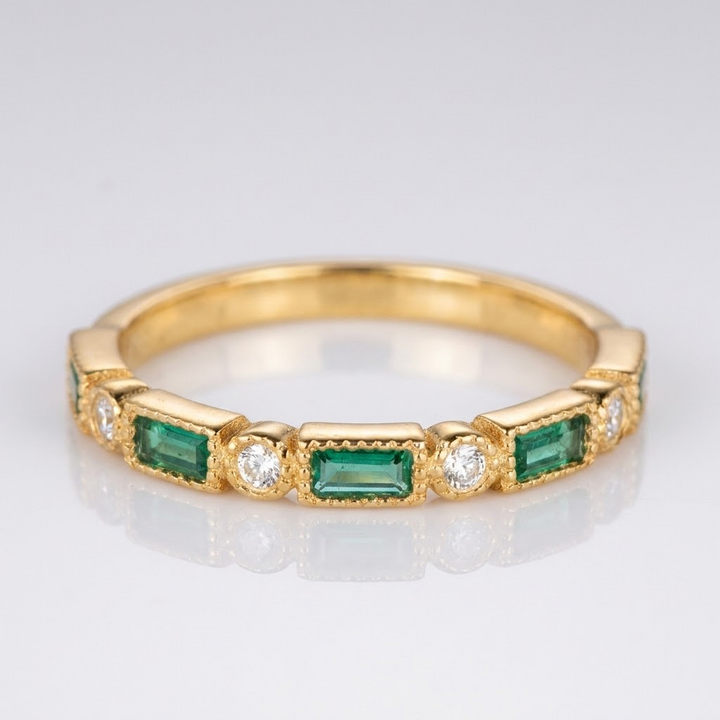 Emerald Style Zirconia Band Ring