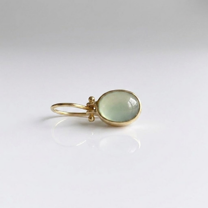 Green Drop Gold Earrings
