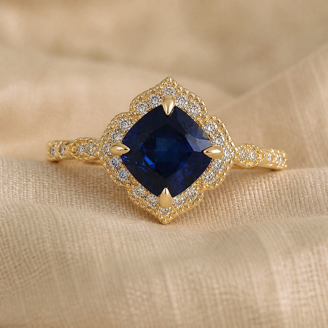 Cushion Cut Royal Sapphire Ring