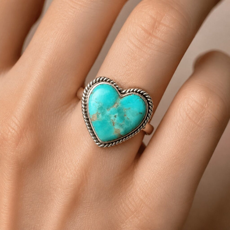 Lustrous Turquoise Heart Ring