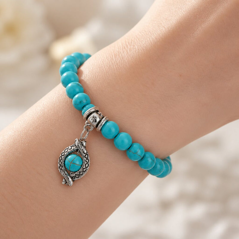 Lustrous Turquoise Bead Bracelet