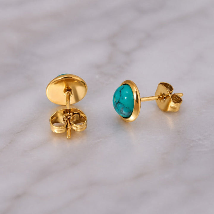Turquoise Round Stud Earrings