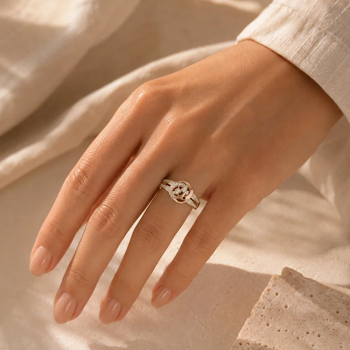 Golden Infinity Crystal Ring