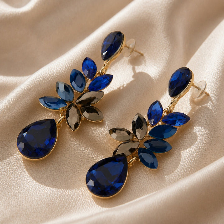 Blue Teardrop Crystal Drop Earrings