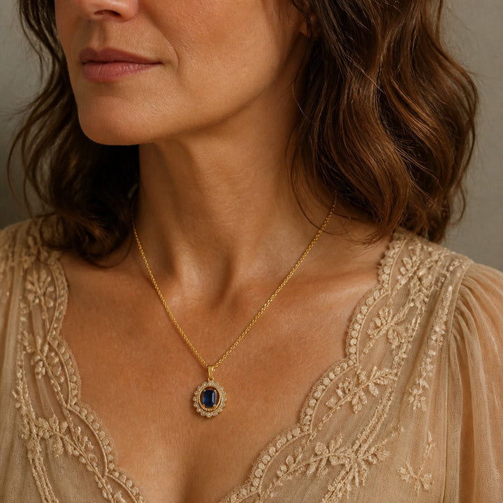 Blue Geometric Pendant Necklace