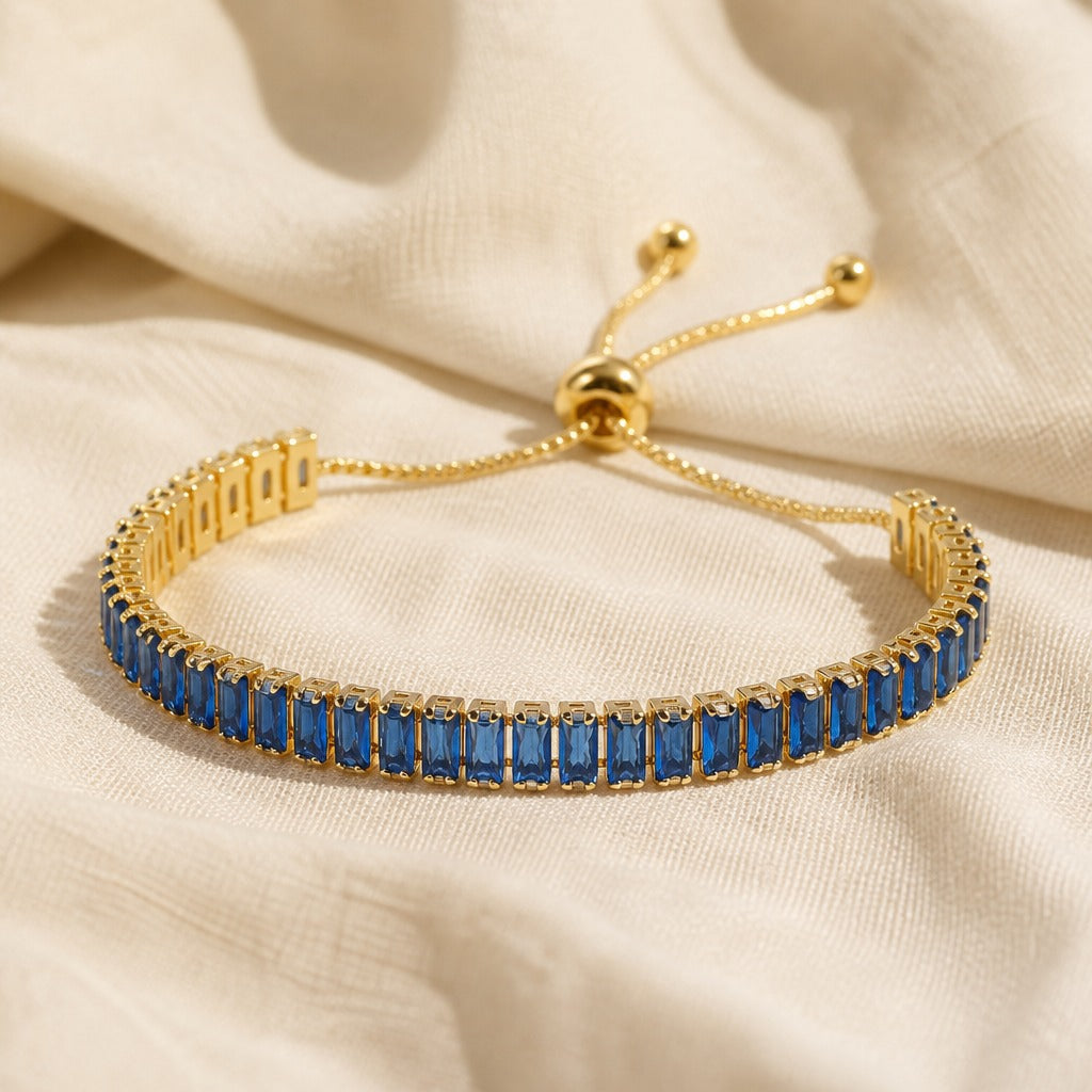 Adjustable Blue Crystal Tennis Bracelet