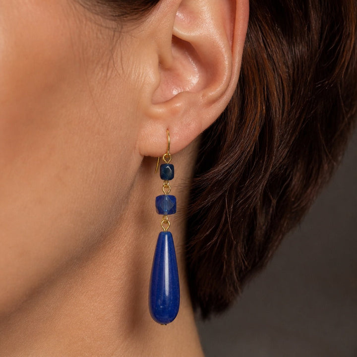 Teardrop Sapphire Gold Earrings