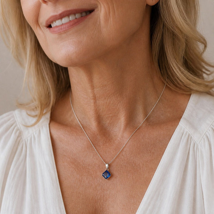 Iconic Crystal Blue Pendant Necklace