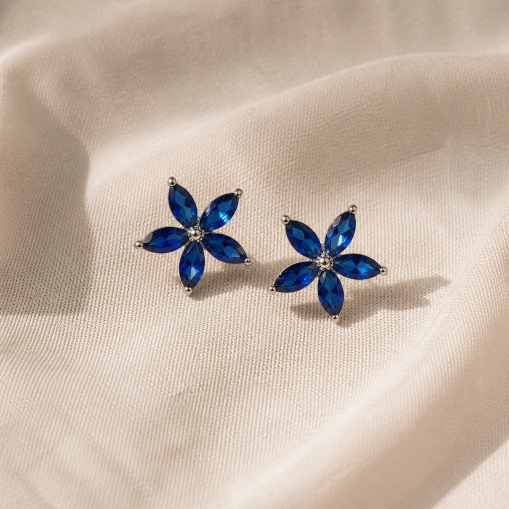 Floral Zirconia Stud Earrings