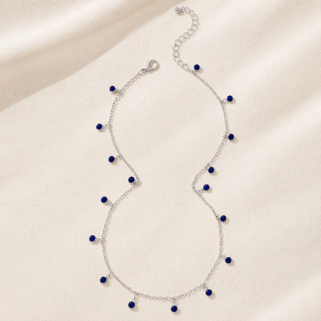 Blue Stones Choker Drop Necklace