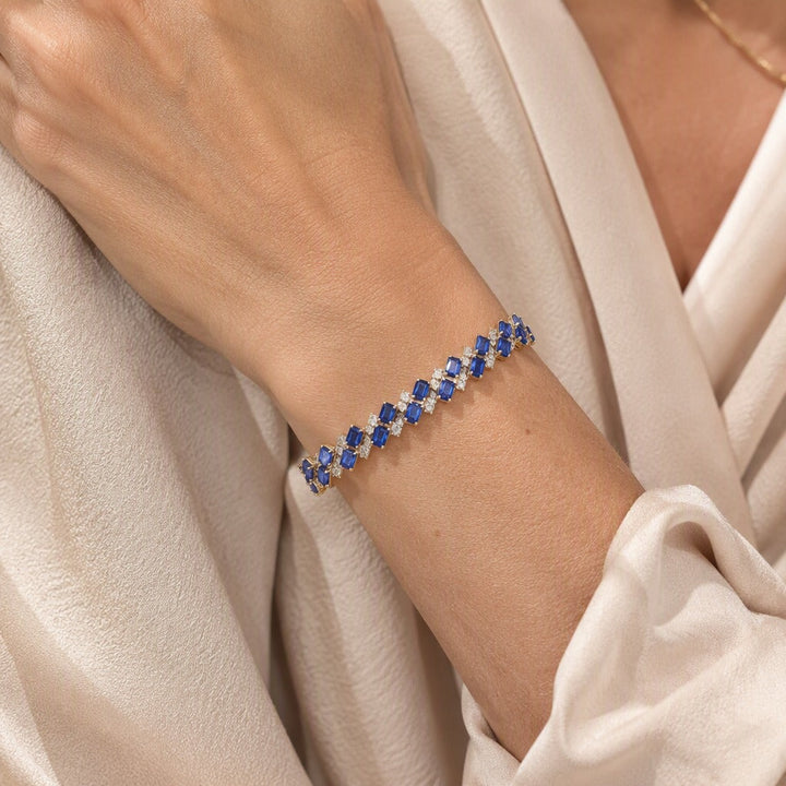 Geometric Sapphire Gold Bracelet