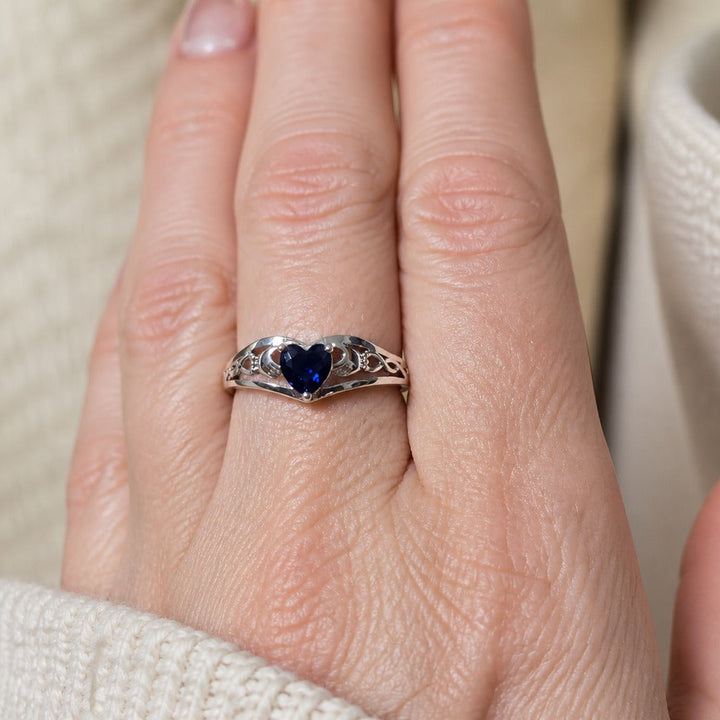 Heart Shaped Blue Silver Ring