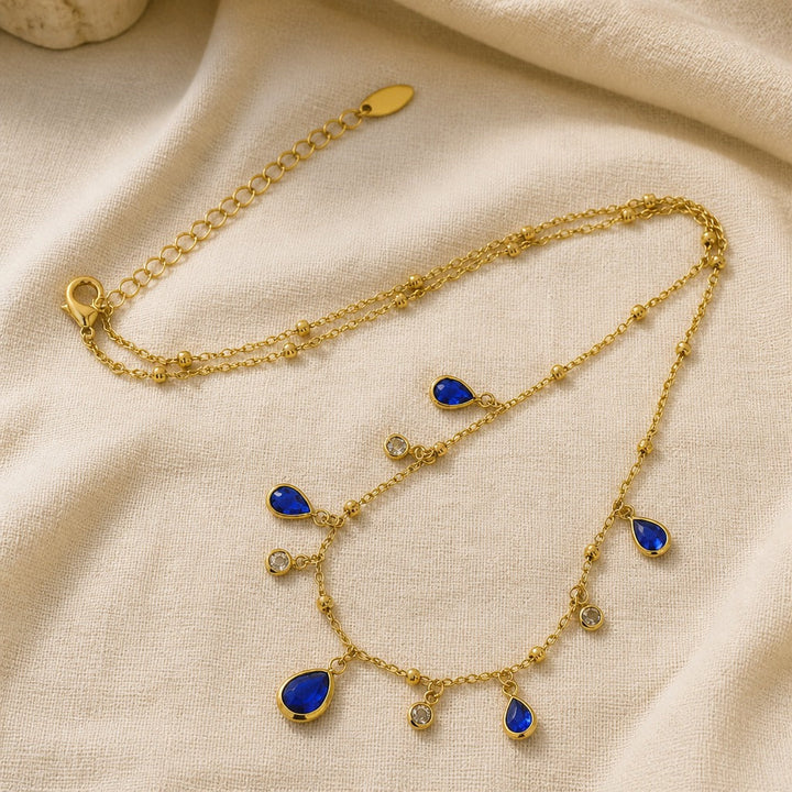 Pear Shape Sapphire Gold Necklace