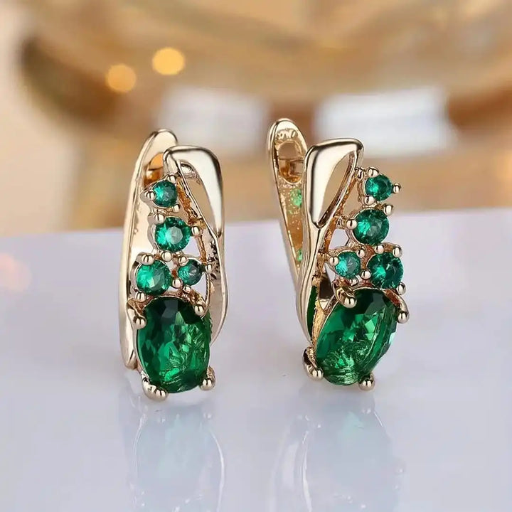 Emerald Gold Dangle Earrings