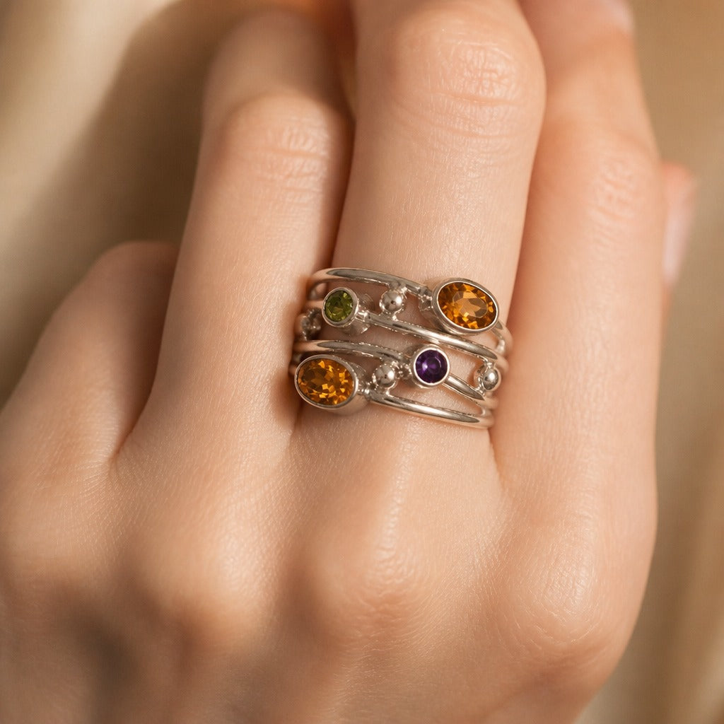 Bohemian Wire Wrap Zirconia Ring