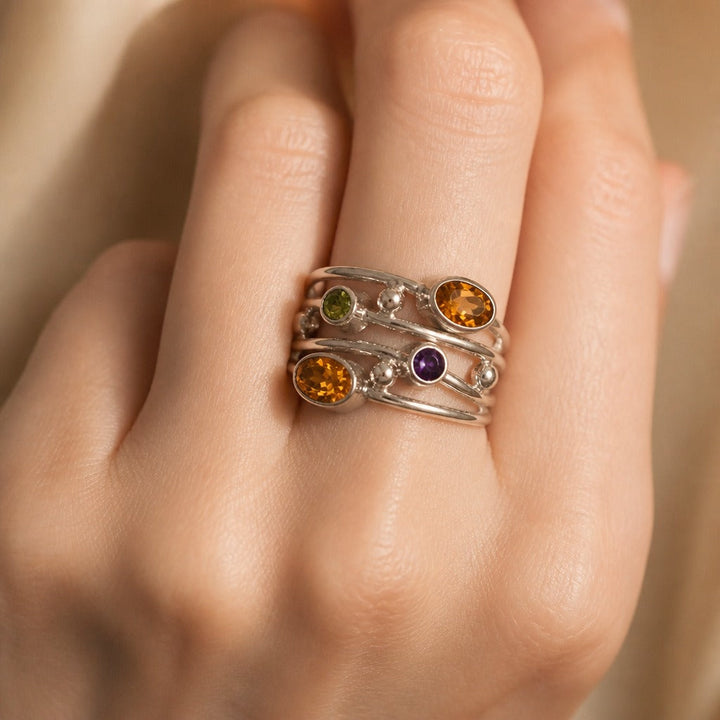 Bohemian Wire Wrap Zirconia Ring