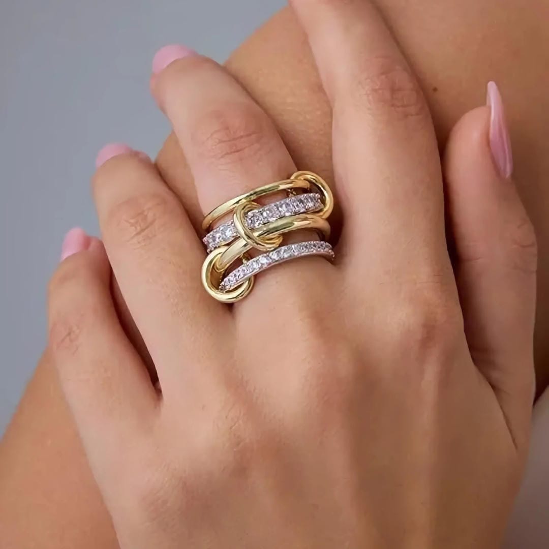 Elegant Calyra Stacked Crystals Ring