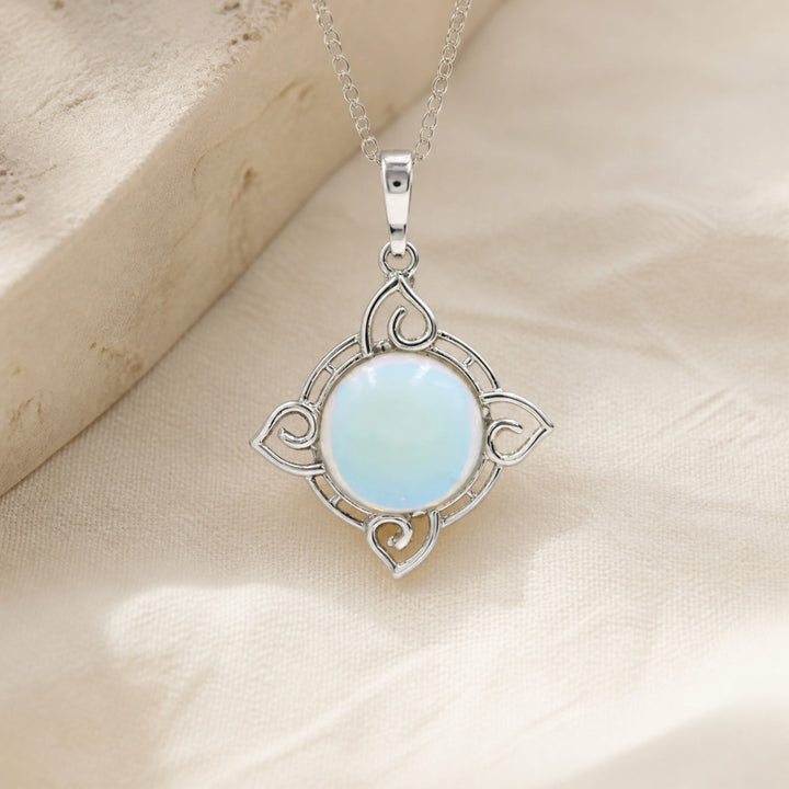 Vintage Silver Moonstone Filigree Necklace