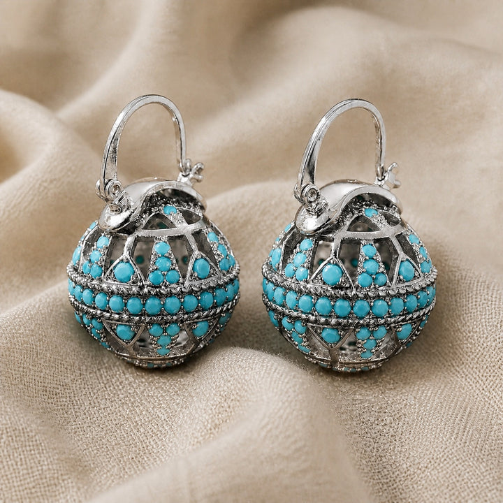 Turquoise Filigree Globe Drop Earrings