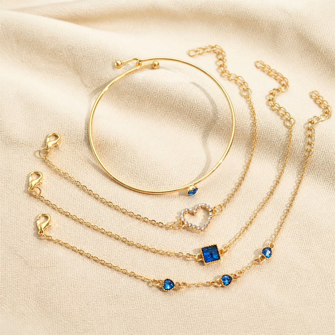 Sapphire Golden Hearts Bracelet Set