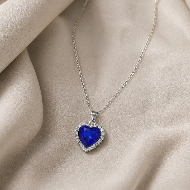 Sapphire Heart Pendant Necklace