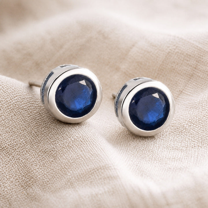 Sapphire Bezel Stud Earrings