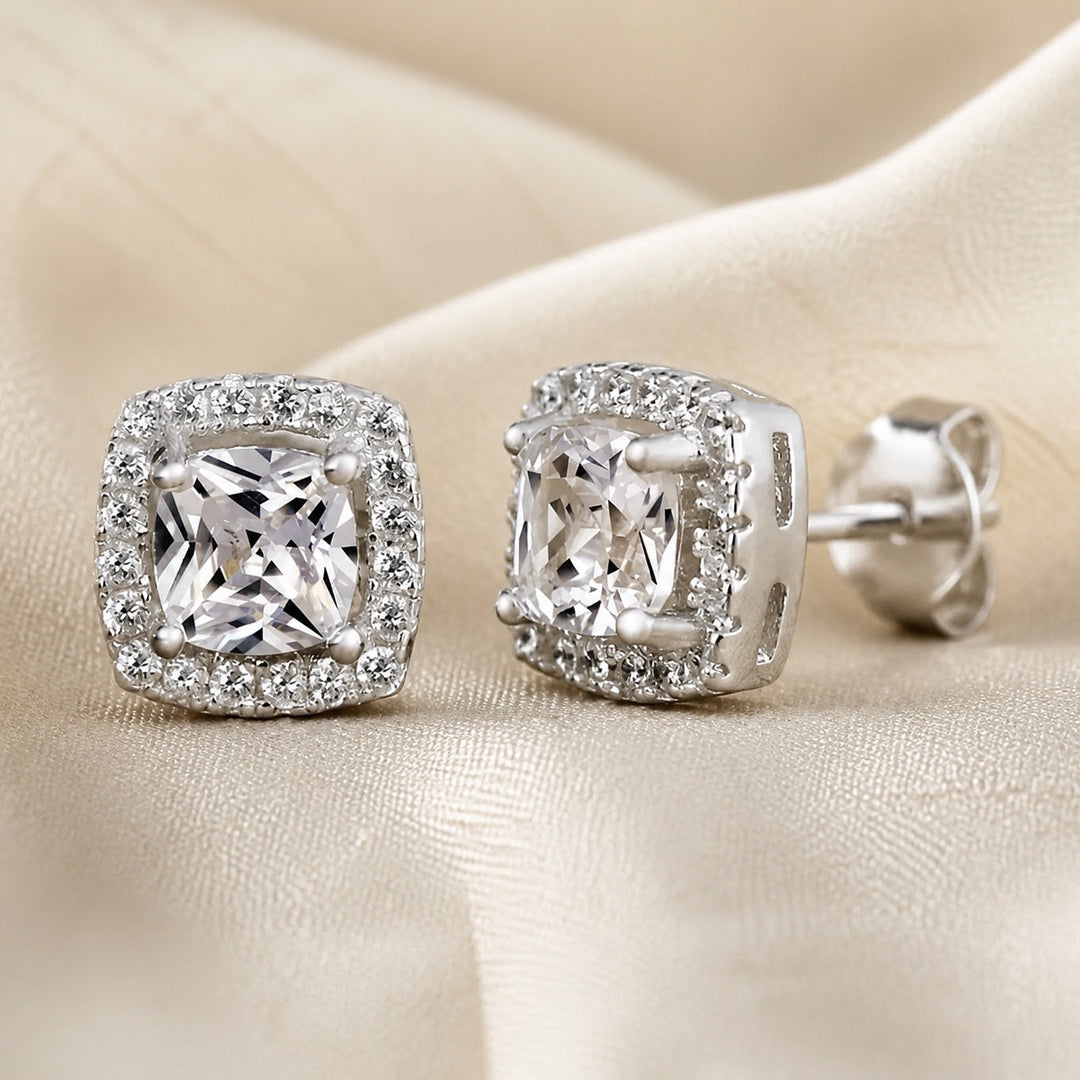 Lustrous Zirconia Stud Earrings